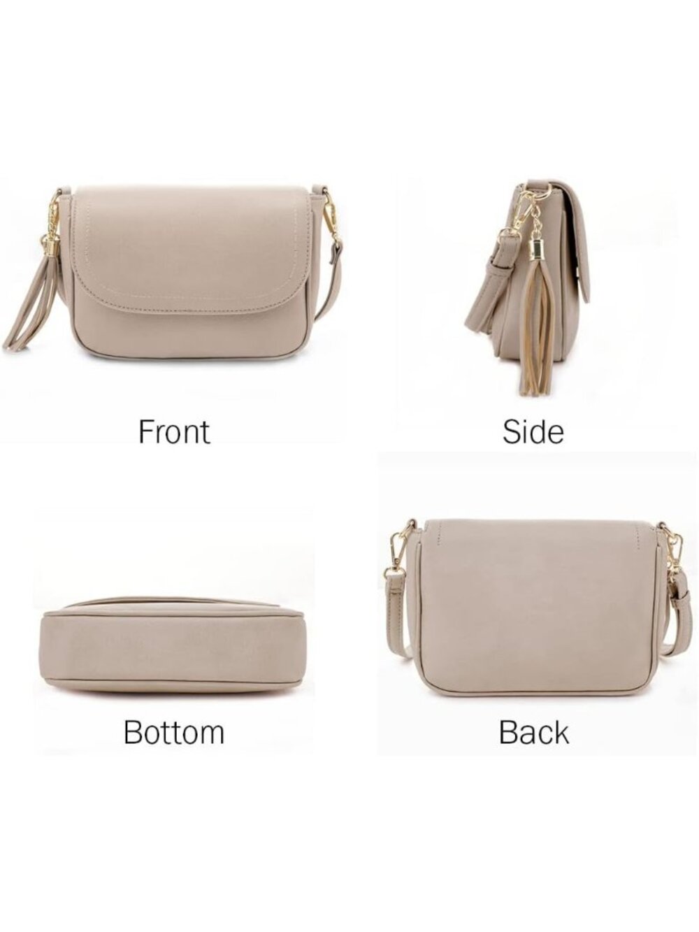 〽️Women's Stone Small Tassel Vegan Leather Trendy Flap Crossbody Shoulder Bag - Picture 4 of 6